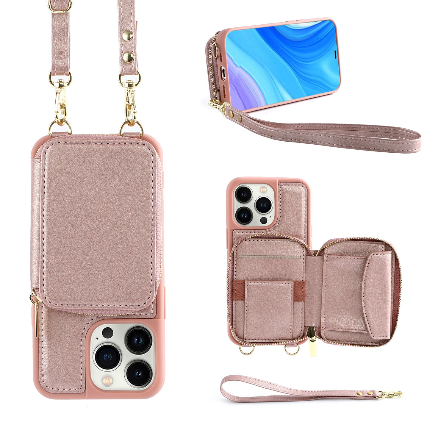 Crossbody Zipper Multifunctional Card Holder Wallet | Type Applicable Protective Leather Case Compatible with Iphone 13 pro | Iphone 13 promax | Iphone 14 pro | Iphone 14 promax