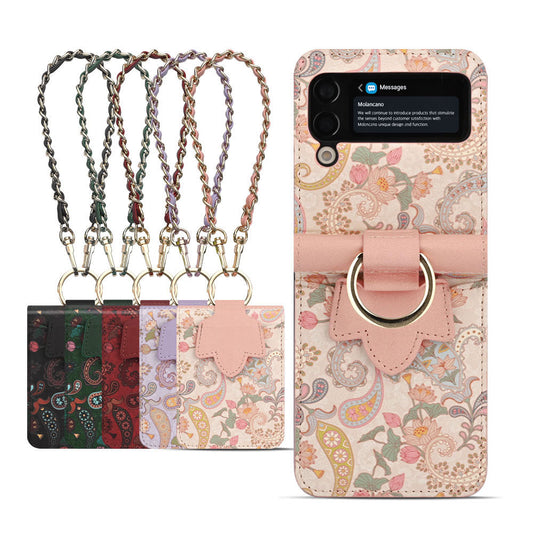 Totem Print Folding Phone Case Korean Style Compatible with Samsung Z Flip 3 | Samsung Z Flip 4 | Samsung Z Flip 5