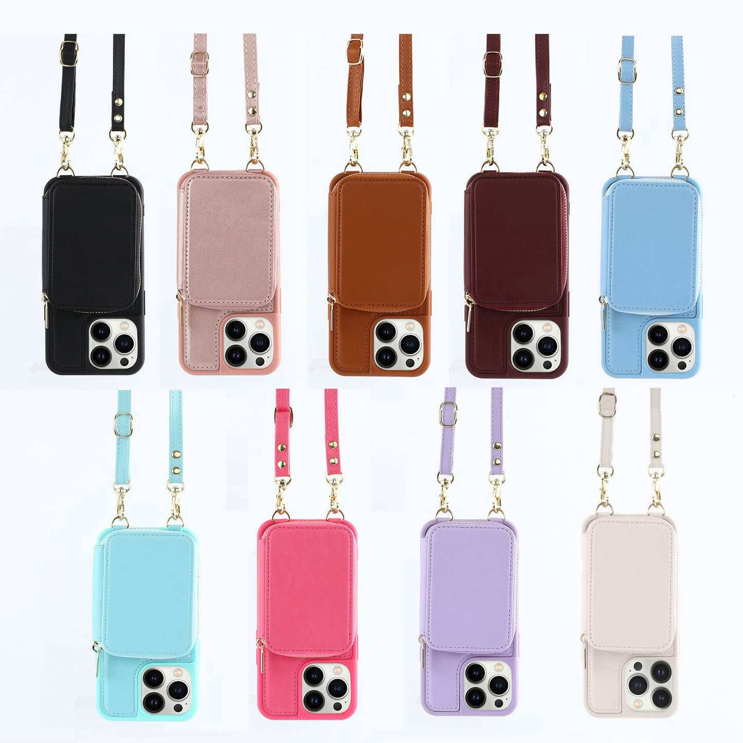 Crossbody Zipper Multifunctional Card Holder Wallet | Type Applicable Protective Leather Case Compatible with Iphone 13 pro | Iphone 13 promax | Iphone 14 pro | Iphone 14 promax