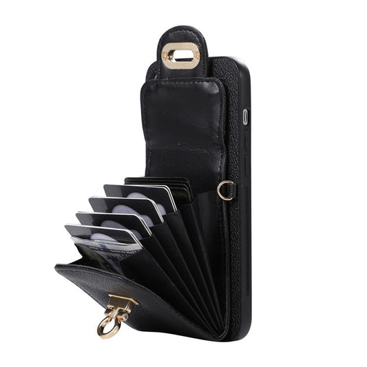 Leather Phone Case Creative Card-inserting Wallet Leather Case Crossbody Protective Case