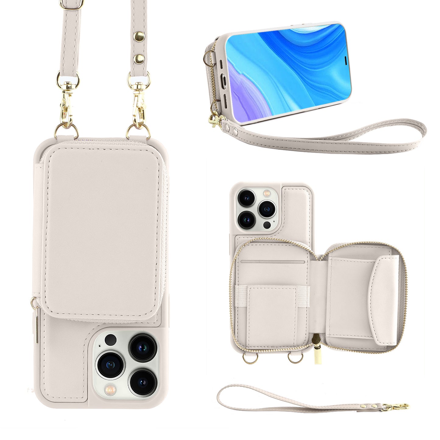 Crossbody Zipper Multifunctional Card Holder Wallet | Type Applicable Protective Leather Case Compatible with Iphone 13 pro | Iphone 13 promax | Iphone 14 pro | Iphone 14 promax