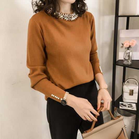 Long sleeve beaded T-shirt