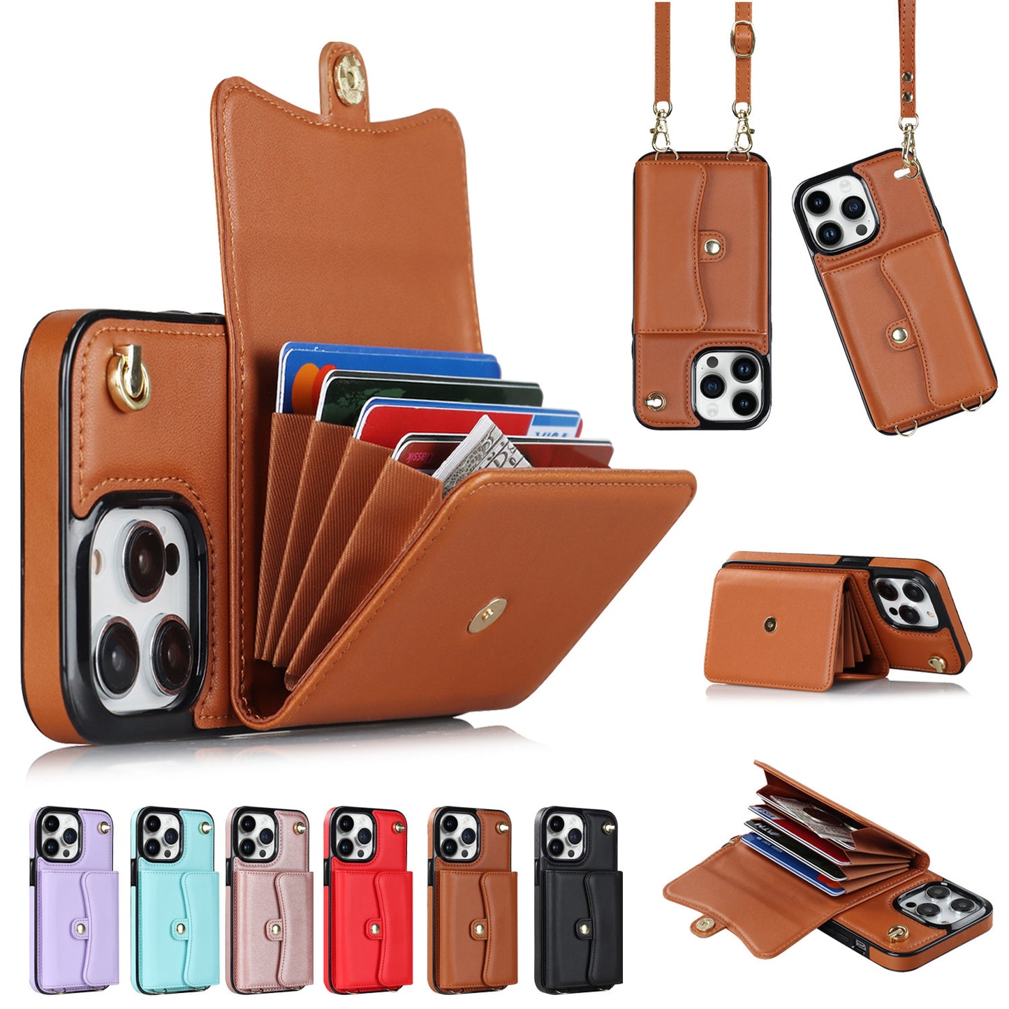Crossbody Card Holder Phone Case | Multi-function Card Holder Compatible with All Model of iPhone 13 pro | iPhone 14 | iPhone 15