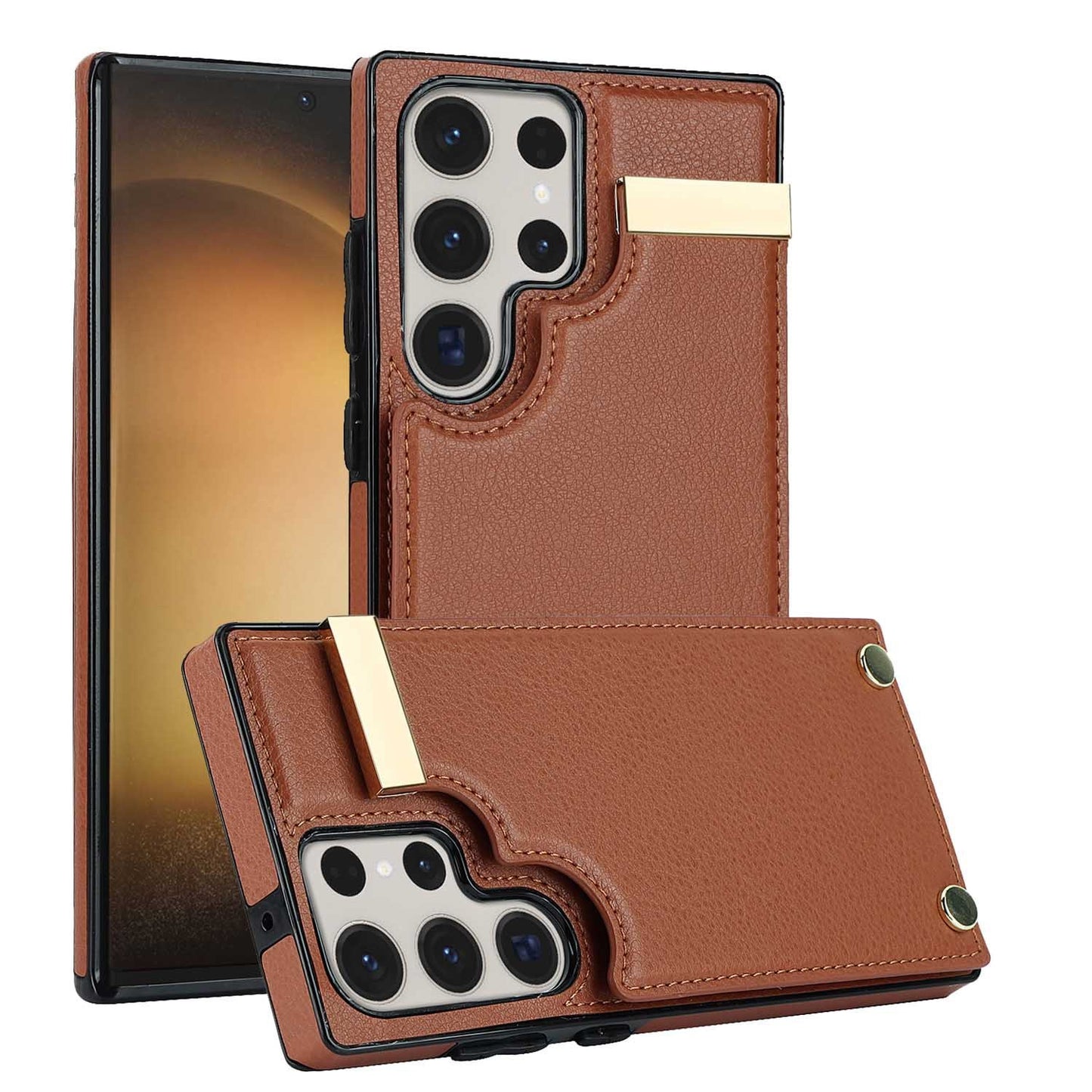 Card Hardware Leather Phone Case Compatible with All Model | Samsung S20 | Samsung S21 |Samsung S22 | Samsung S23