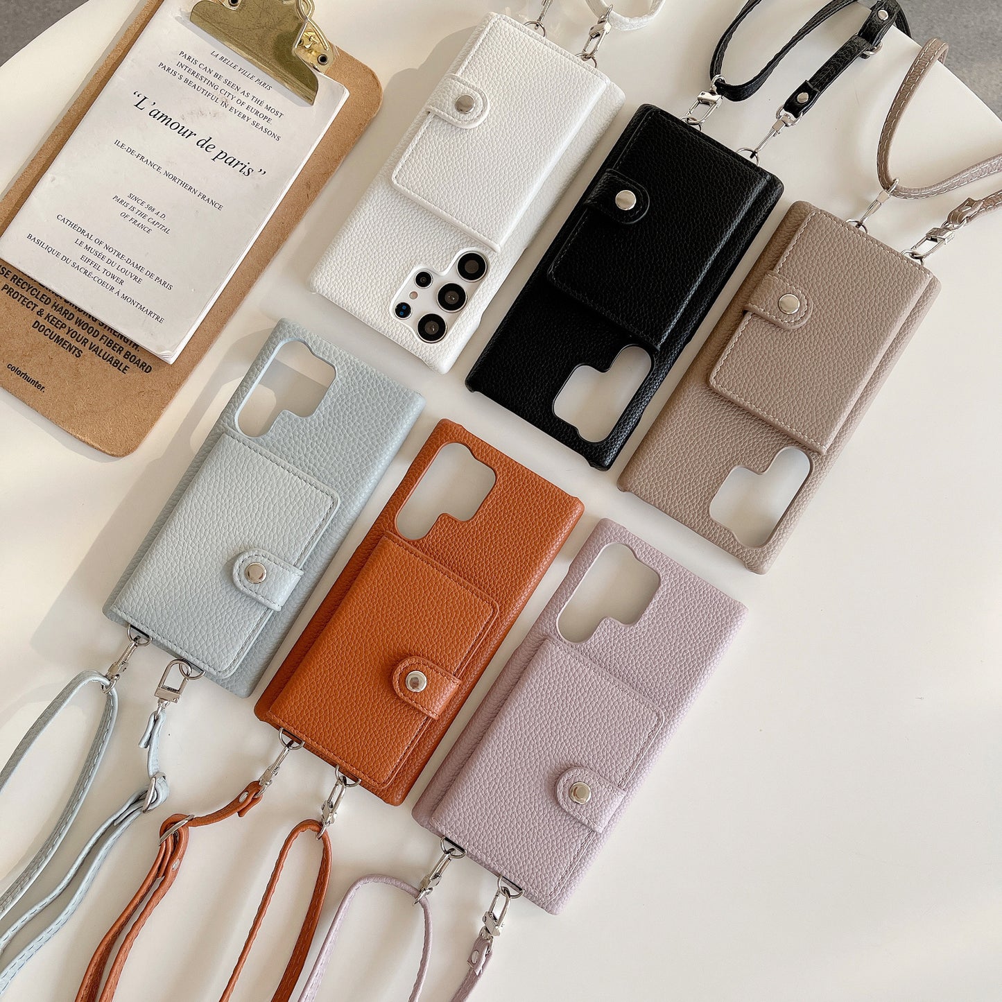 Lychee Pattern Card Left And Right Open Crossbody Phone Case | Compatible Models: Samsung S20, Samsung S23, Samsung S24