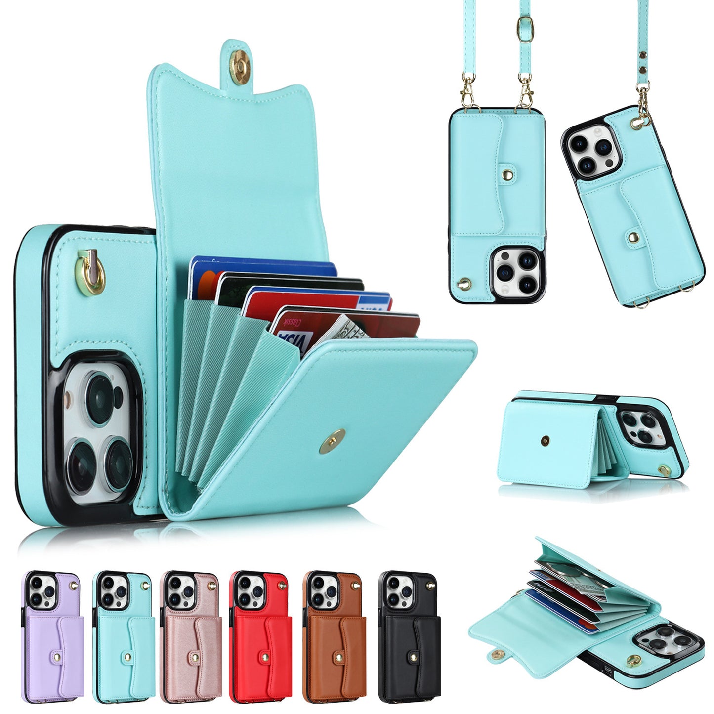 Crossbody Card Holder Phone Case | Multi-function Card Holder Compatible with All Model of iPhone 13 pro | iPhone 14 | iPhone 15