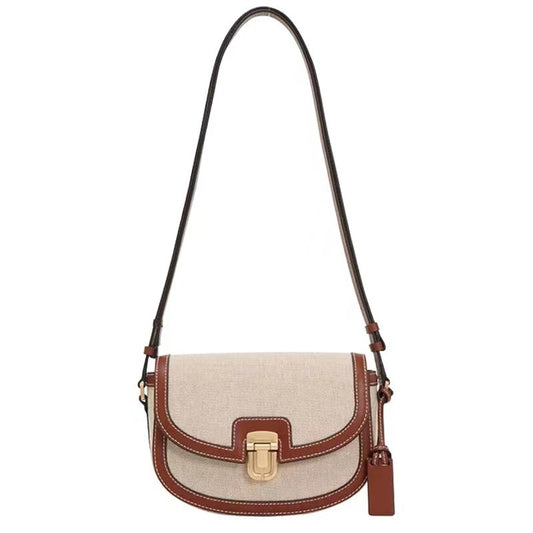 New Saddle Bag Commuter Shoulder Canvas Contrast Color Square Bag