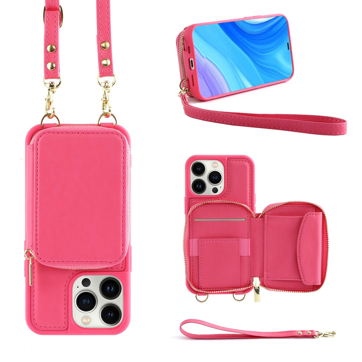 Crossbody Zipper Multifunctional Card Holder Wallet | Type Applicable Protective Leather Case Compatible with Iphone 13 pro | Iphone 13 promax | Iphone 14 pro | Iphone 14 promax