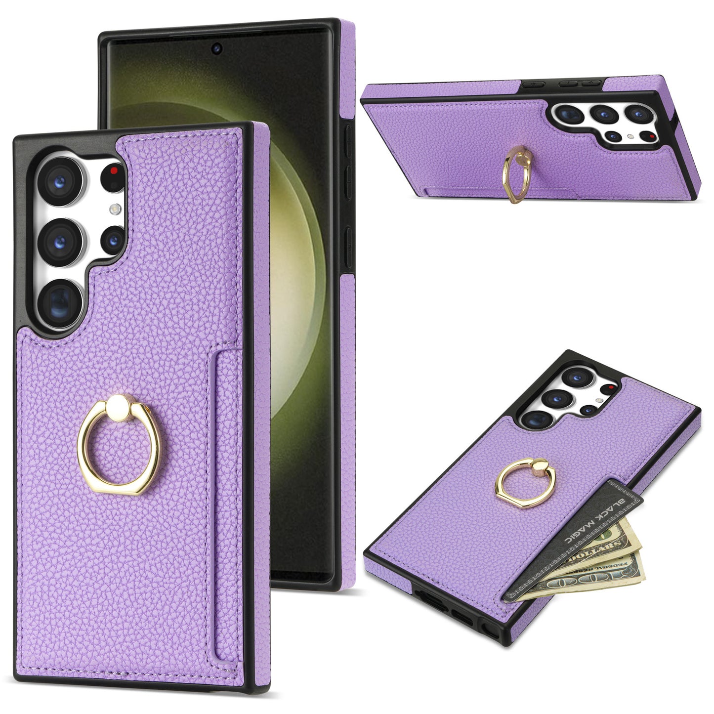 Litchi Pattern Fastened Ring Card Wallet Anti-fall Shell All Model Samsung S22 | Samsung S23 | Samsung S24