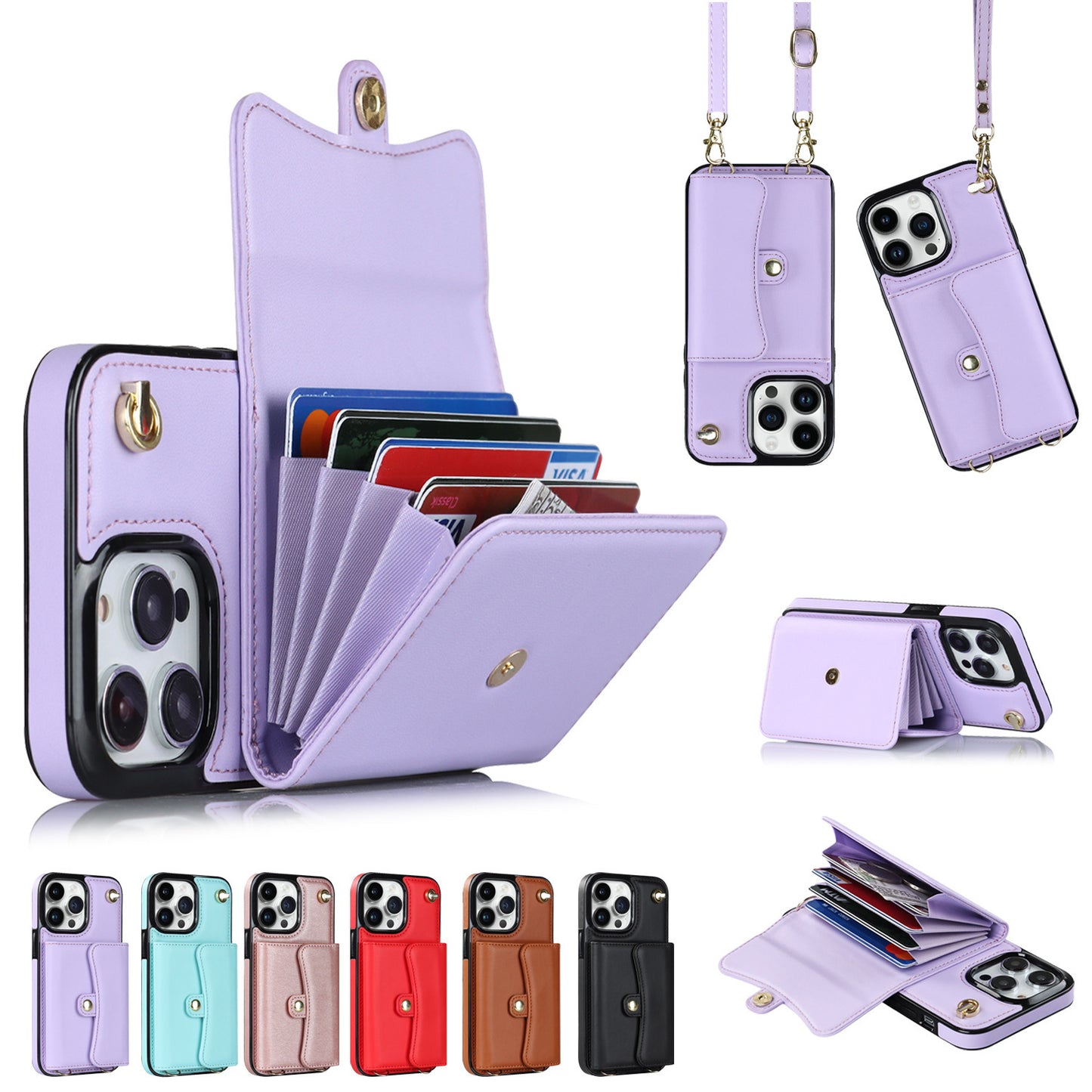 Crossbody Card Holder Phone Case | Multi-function Card Holder Compatible with All Model of iPhone 13 pro | iPhone 14 | iPhone 15
