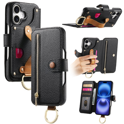 Litchi Grain Leather Back Sticky Flip Phone Leather Case