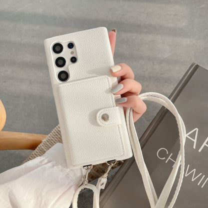 Lychee Pattern Card Left And Right Open Crossbody Phone Case | Compatible Models:  Samsung S20, Samsung S23, Samsung S24