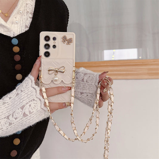 Phone Case Pearl Butterfly Rhombus Card Holder | Phone Case Compatible All model | Samsung S22 | Samsung S23 |Samsung S24 | Samsung S25