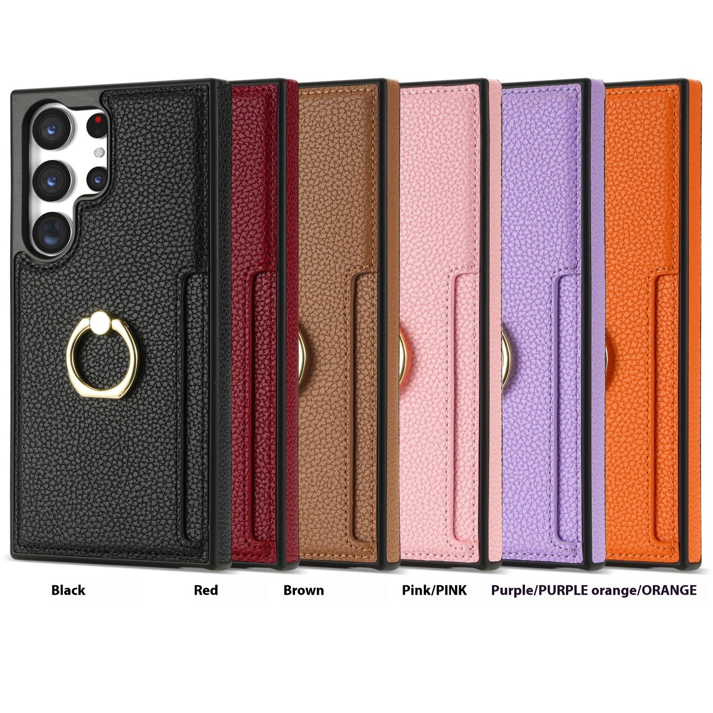 Litchi Pattern Fastened Ring Card Wallet Anti-fall Shell All Model Samsung S22 | Samsung S23 | Samsung S24
