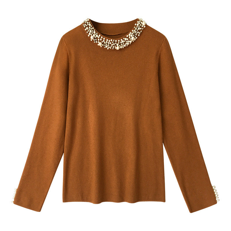 Long sleeve beaded T-shirt