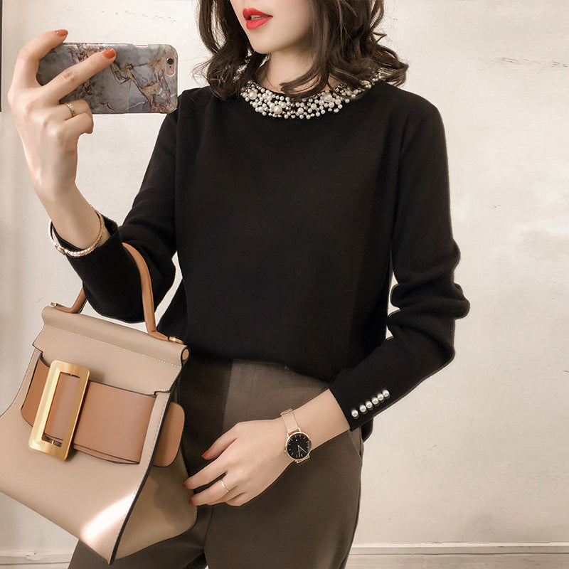 Long sleeve beaded T-shirt