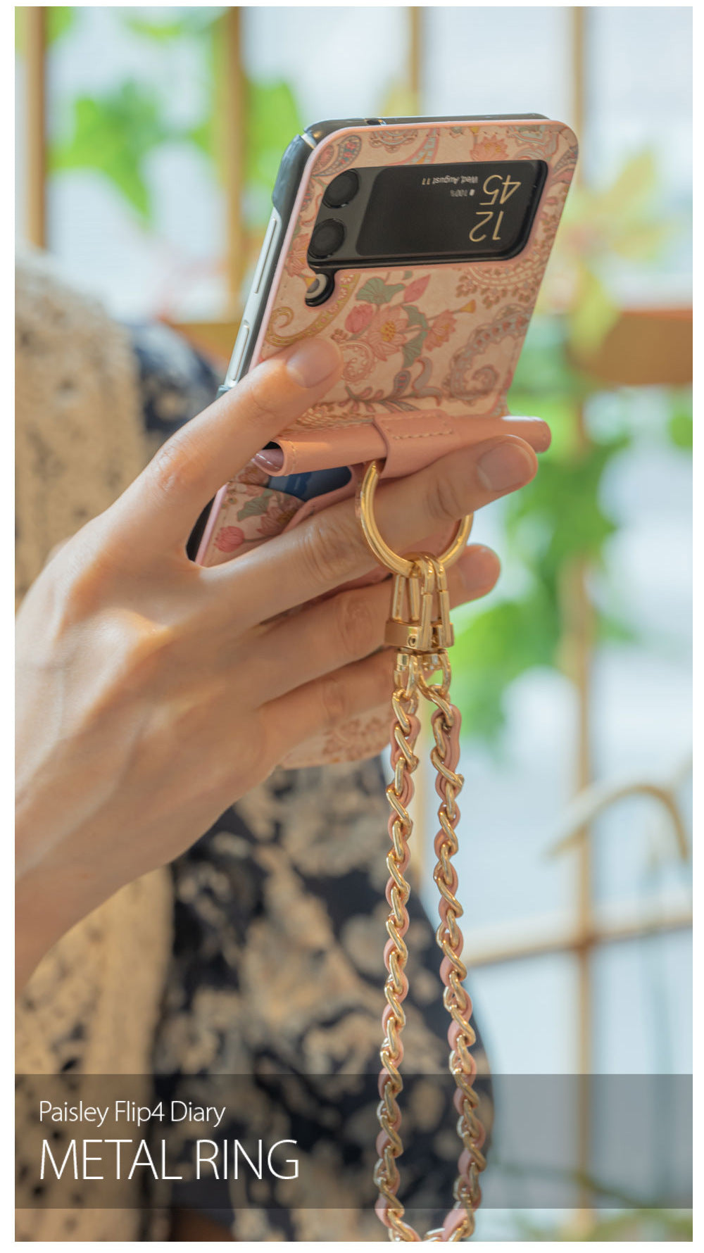 Totem Print Folding Phone Case Korean Style Compatible with Samsung Z Flip 3 | Samsung Z Flip 4 | Samsung Z Flip 5