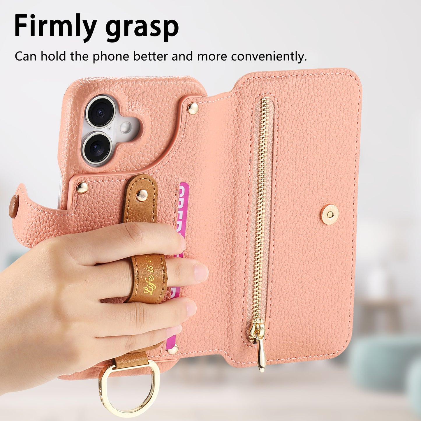 Litchi Grain Leather Back Sticky Flip Phone Leather Case