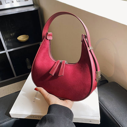 Fashion High-grade Matte French Minority Handbags Women | Urban Simplicity | Crescent Shape