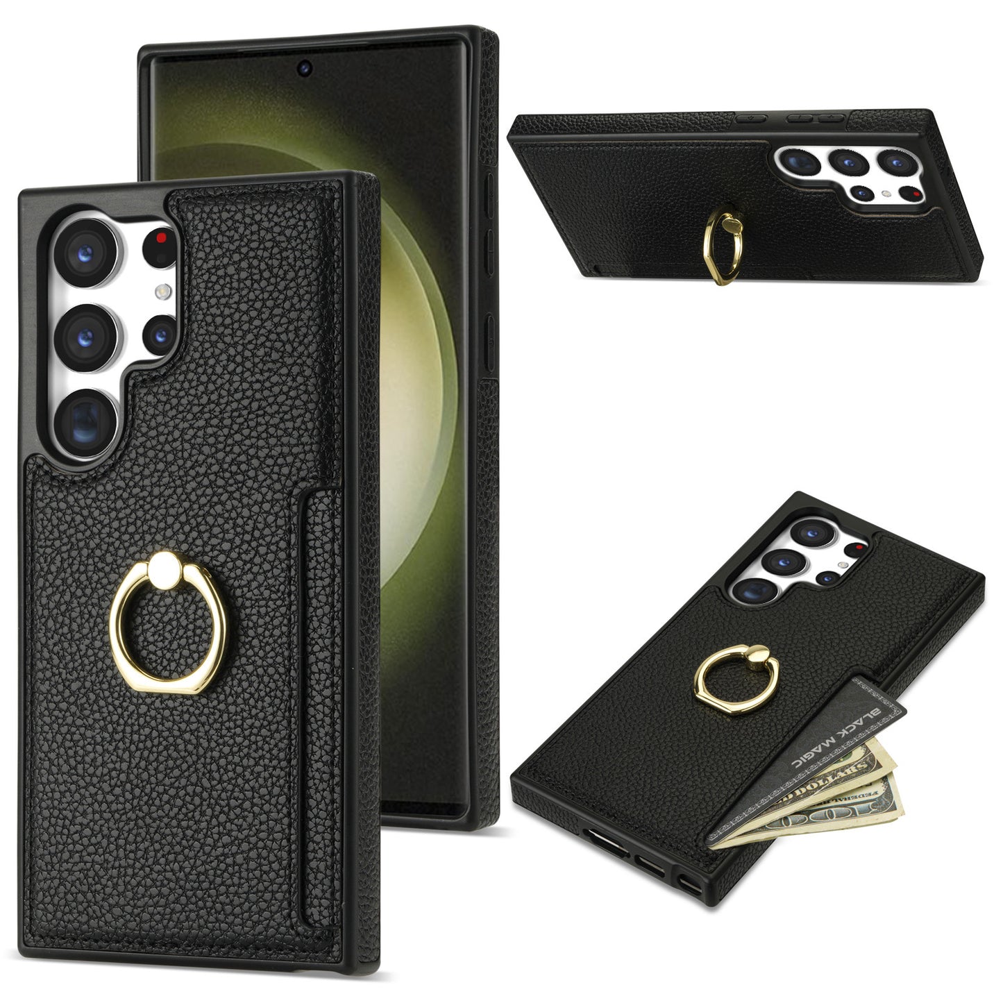 Litchi Pattern Fastened Ring Card Wallet Anti-fall Shell All Model Samsung S22 | Samsung S23 | Samsung S24