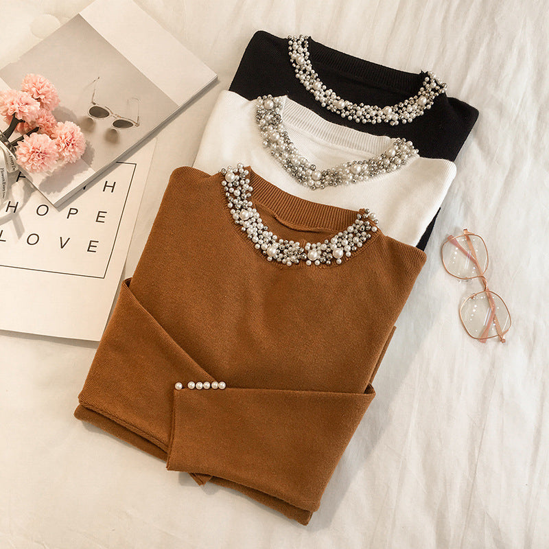 Long sleeve beaded T-shirt