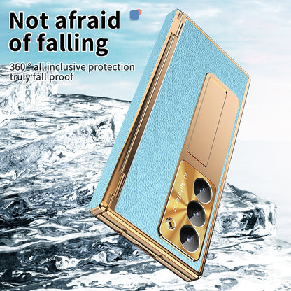 All-inclusive Electroplating Plain Leather Double Hinge Phone Case Hard Case With Pen Slot | Samsung Z Fold 3 |Samsung Z Fold 4 | Samsung Z Fold 5 | Samsung Z Fold 6