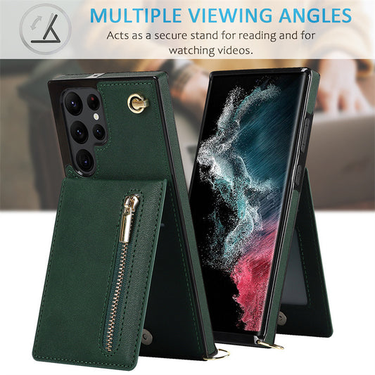 Fashion Slant Across The Zipper Phone Case Protective Cover All models| Samsung S21 | Samsung S22