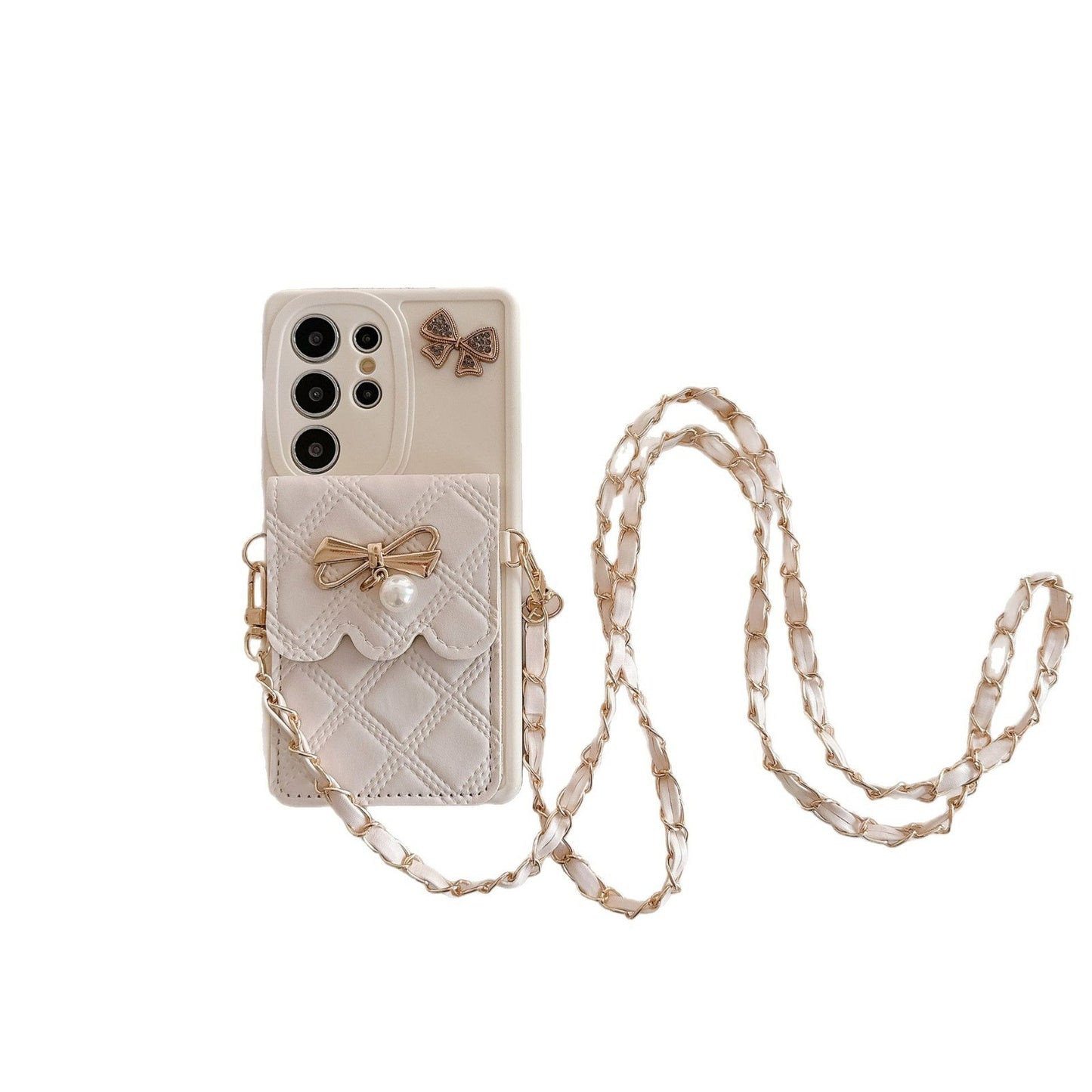 Phone Case Pearl Butterfly Rhombus Card Holder | Phone Case Compatible All model | Samsung S22 | Samsung S23 |Samsung S24 | Samsung S25