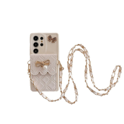 Phone Case Pearl Butterfly Rhombus Card Holder | Phone Case Compatible All model | Samsung S22 | Samsung S23 |Samsung S24 | Samsung S25