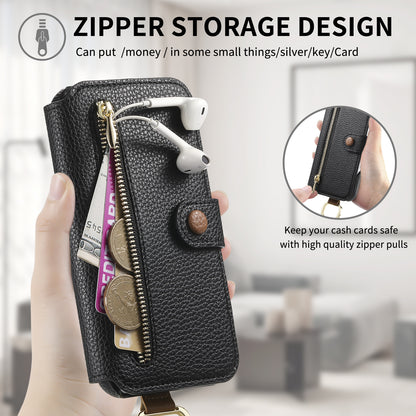 Litchi Grain Leather Back Sticky Flip Phone Leather Case