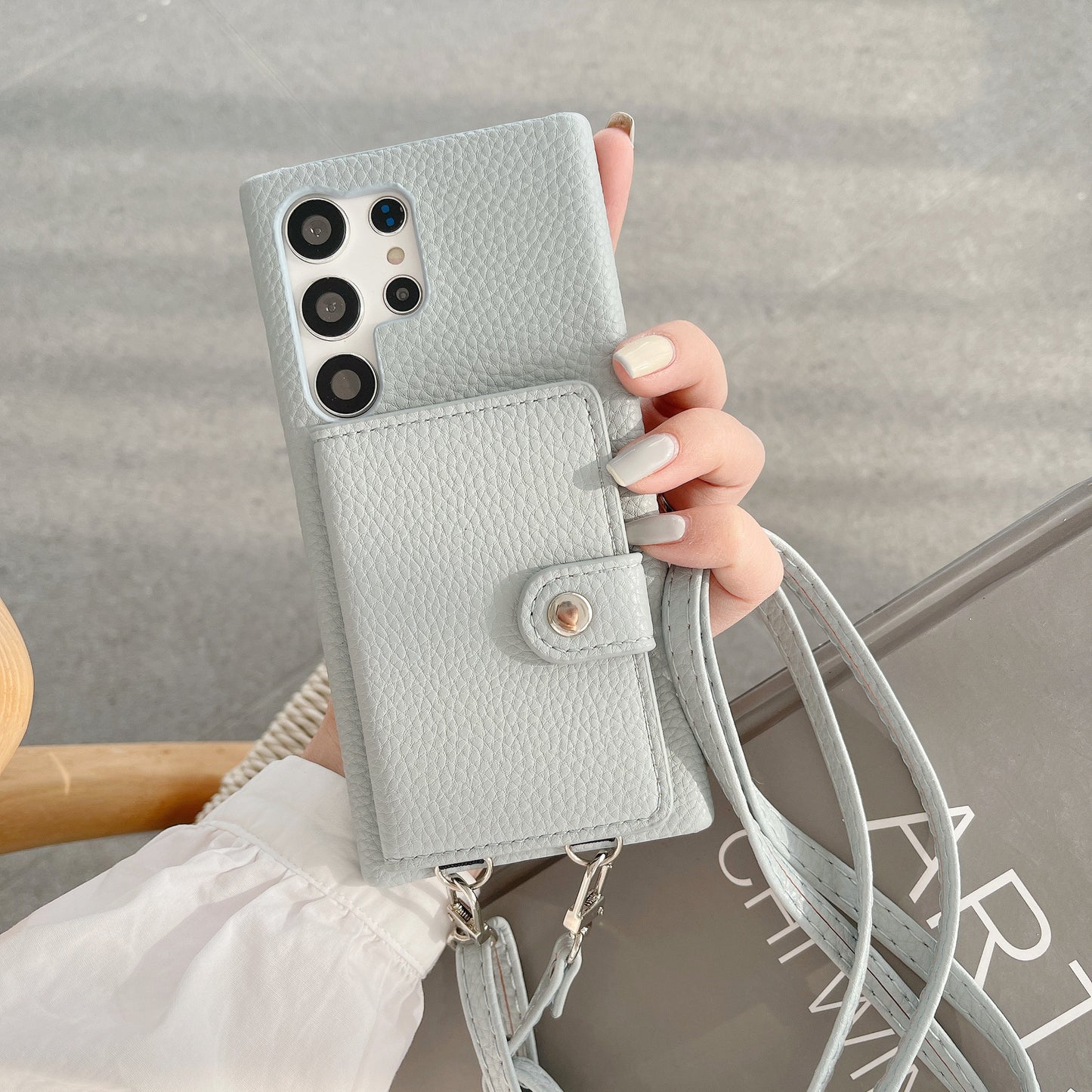 Lychee Pattern Card Left And Right Open Crossbody Phone Case | Compatible Models:  Samsung S20, Samsung S23, Samsung S24