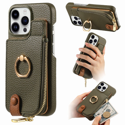 Luxury Leather Wallet Case with Ring Holder & Zipper Pouch | Compatible With iPhone X , iPhone 11, iPhone 12, iPhone 13, iPhone  14, iPhone 15, iPhone 16