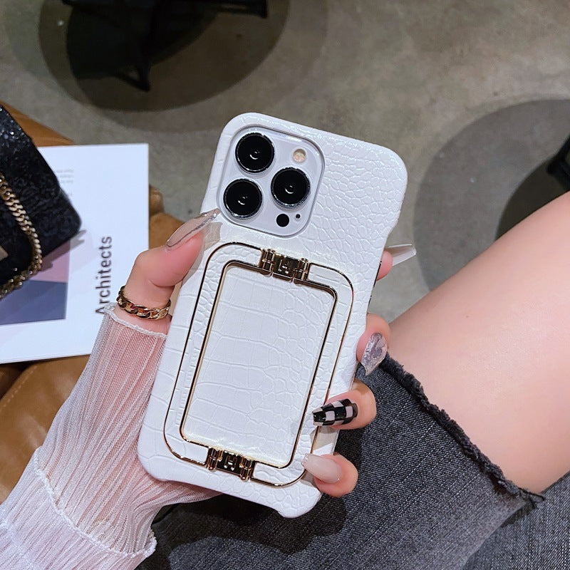 Leather Texture Metal Square Buckle Bracket Phone Case for Series | iPhone 12 | iPhone 13