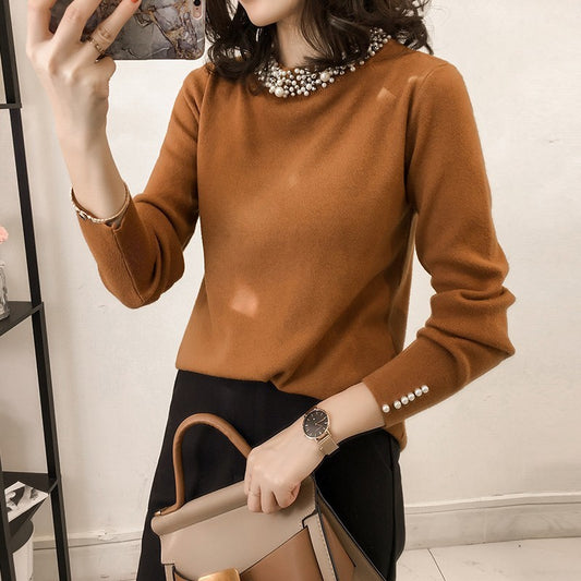 Long sleeve beaded T-shirt