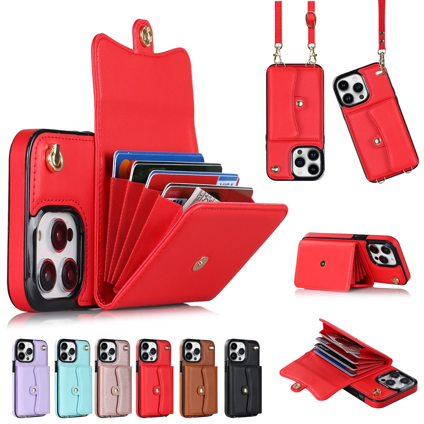 Crossbody Card Holder Phone Case | Multi-function Card Holder Compatible with All Model of  iPhone 13 pro |  iPhone 14 | iPhone 15