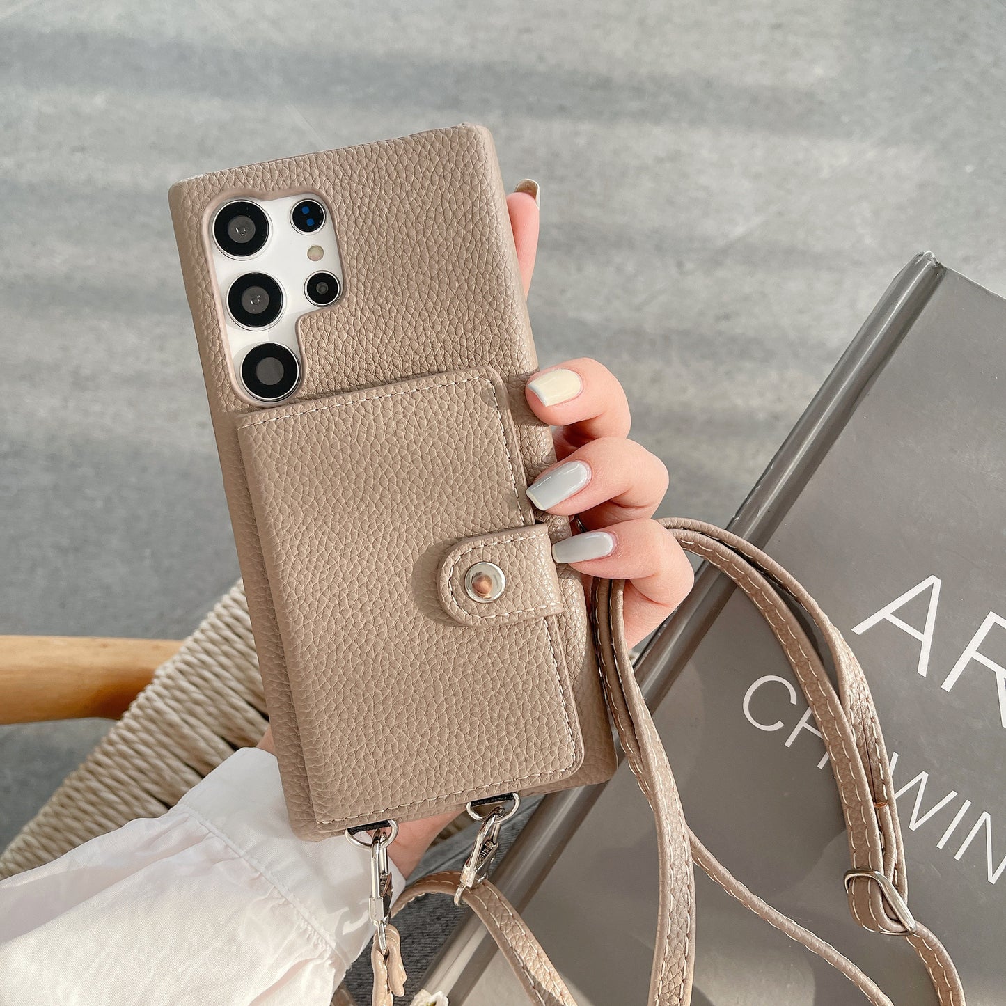 Lychee Pattern Card Left And Right Open Crossbody Phone Case | Compatible Models:  Samsung S20, Samsung S23, Samsung S24