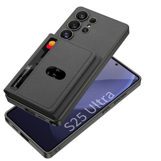 Built-in Wireless Charger Phone Case Magnetic Split Wallet Case With Stand | Samsung S24 Ultra | Samsung S25 Ultra