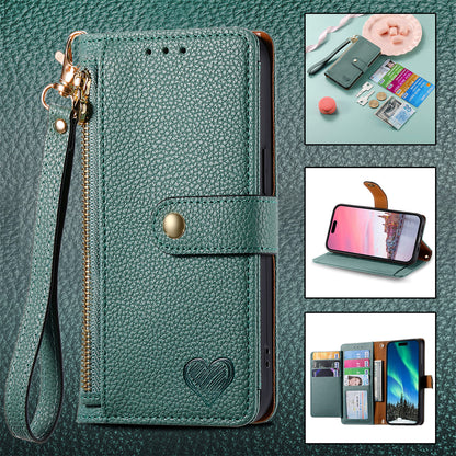 Love Sleeve PU Litchi Pattern | RFID Anti-theft Swiping Lanyard Phone Case All Model | iPhone 14 | iPhone 15 | iPhone 16 | iPhone 16 E / SE 2025 / SE4