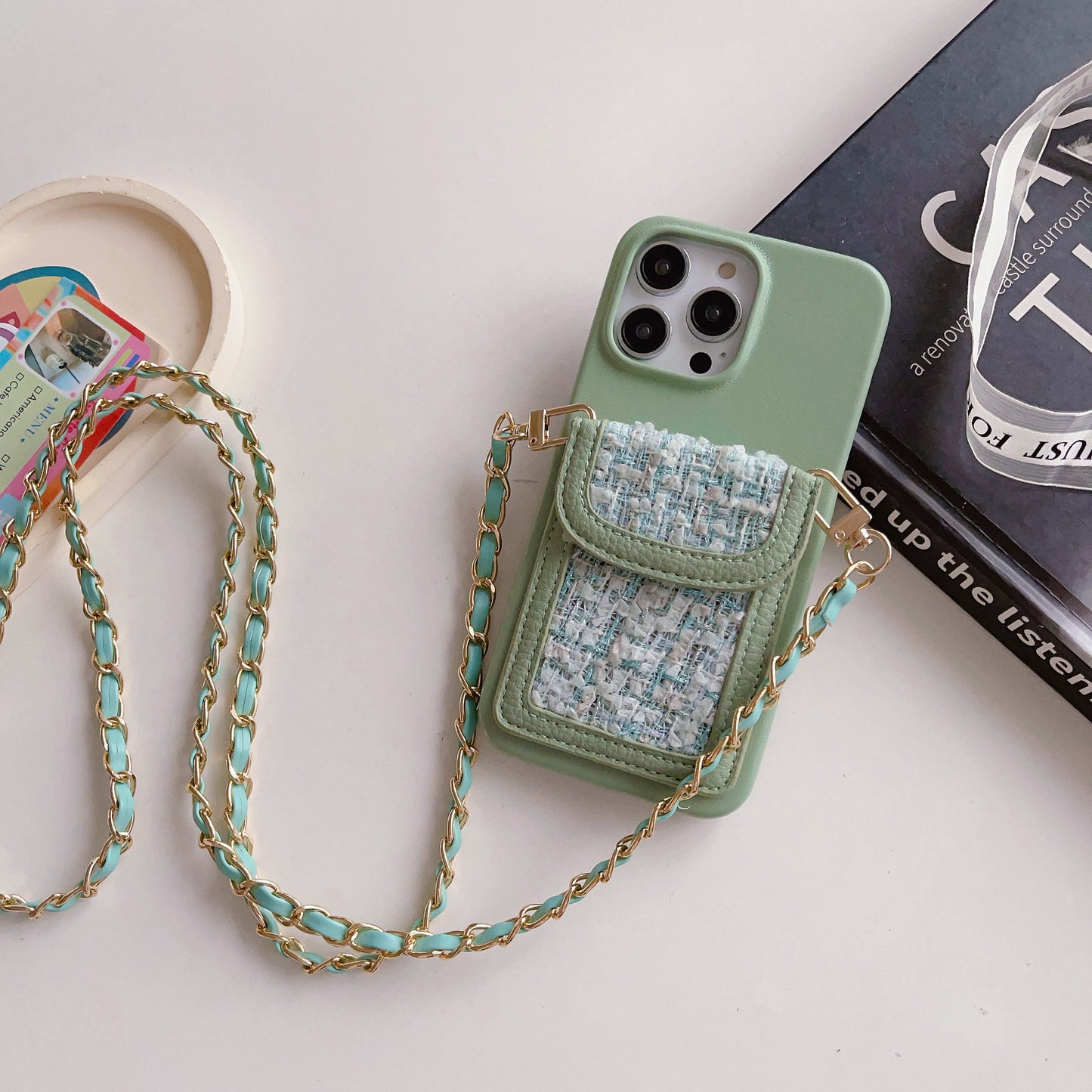 Crossbody Chain Card Holder Can Back Phone Case all Model for iPhone 14 | iPhone 15