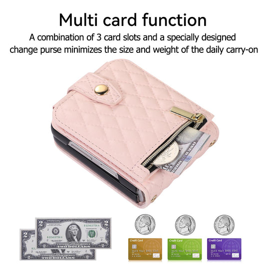 Leather Case Slung Over One Shoulder Phone Cover Zipper Bag Samsung Z Flip 3 | Samsung Z Flip 4 | Samsung Z Flip 5