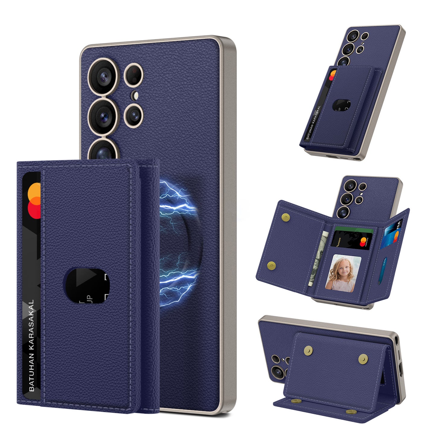 Built-in Wireless Charger Phone Case Magnetic Split Wallet Case With Stand | Samsung S24 Ultra | Samsung S25 Ultra