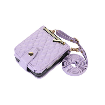 Leather Case Slung Over One Shoulder Phone Cover Zipper Bag Samsung Z Flip 3 | Samsung Z Flip 4 | Samsung Z Flip 5