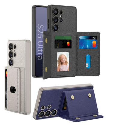 Built-in Wireless Charger Phone Case Magnetic Split Wallet Case With Stand | Samsung S24 Ultra | Samsung S25 Ultra