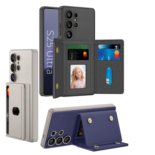 Built-in Wireless Charger Phone Case Magnetic Split Wallet Case With Stand | Samsung S24 Ultra | Samsung S25 Ultra
