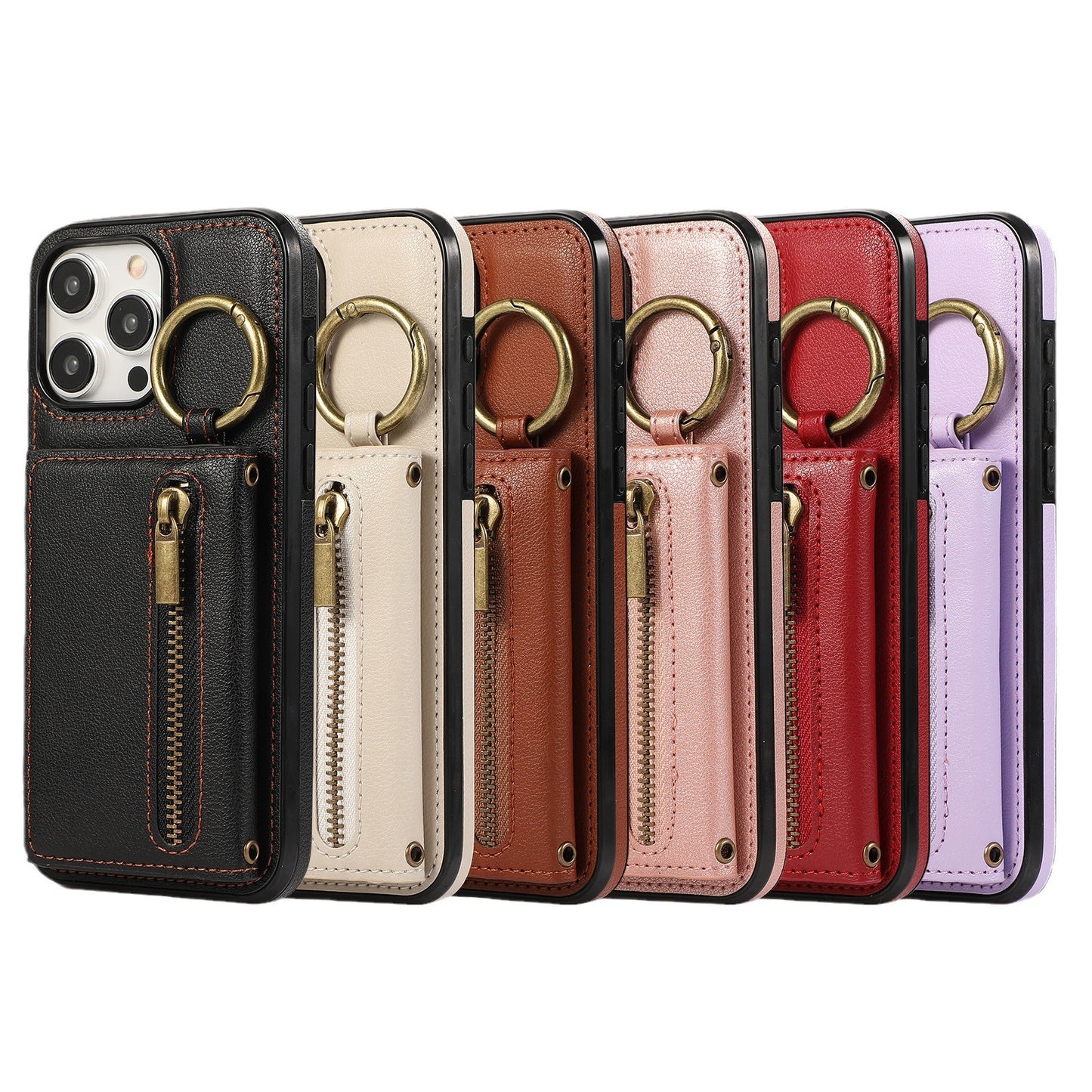 Crossbody Mobile Phone | Tri-fold Fastened Ring Zipper Card Holder | Suitable For IPhone 15 ProMax
