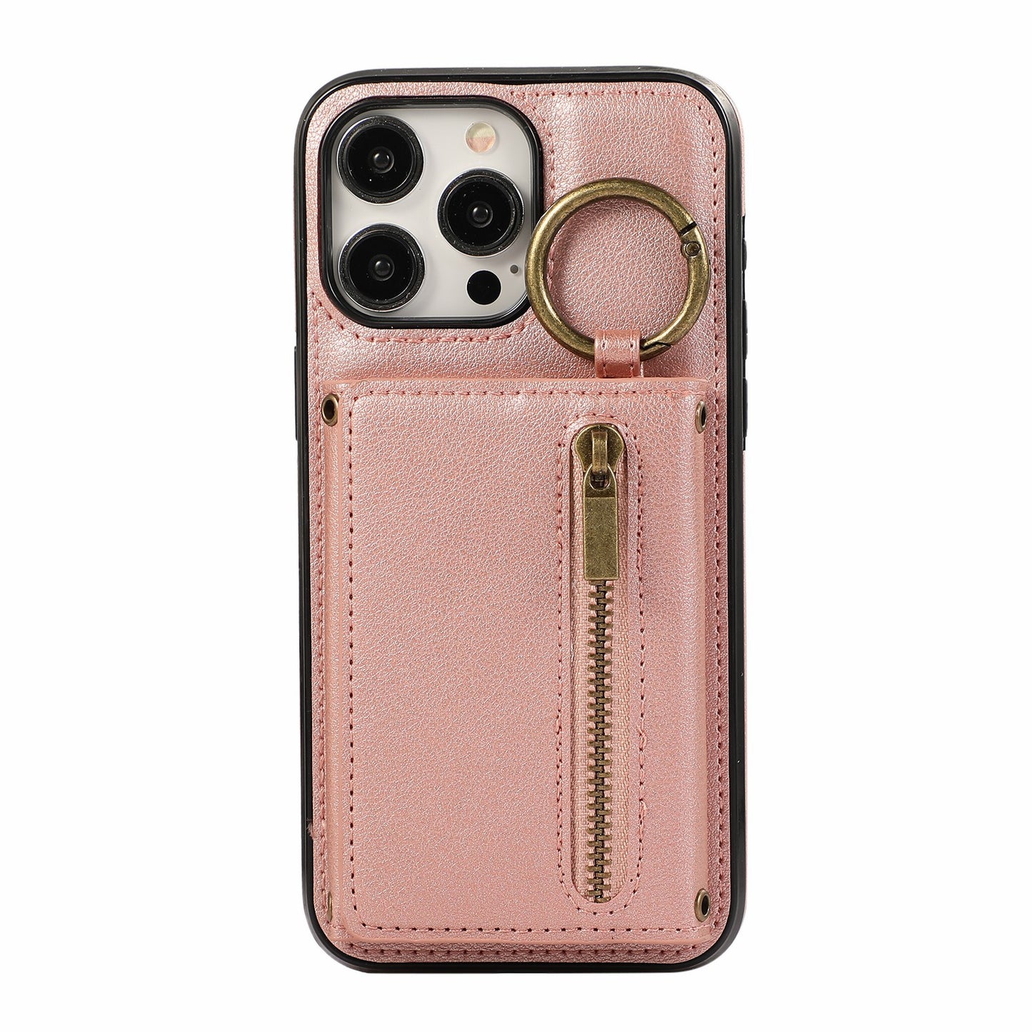 Crossbody Mobile Phone | Tri-fold Fastened Ring Zipper Card Holder | Suitable For IPhone 15 ProMax