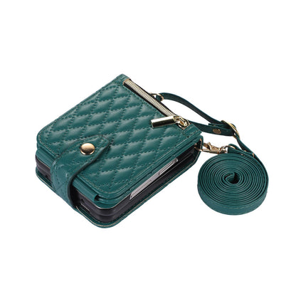 Leather Case Slung Over One Shoulder Phone Cover Zipper Bag Samsung Z Flip 3 | Samsung Z Flip 4 | Samsung Z Flip 5