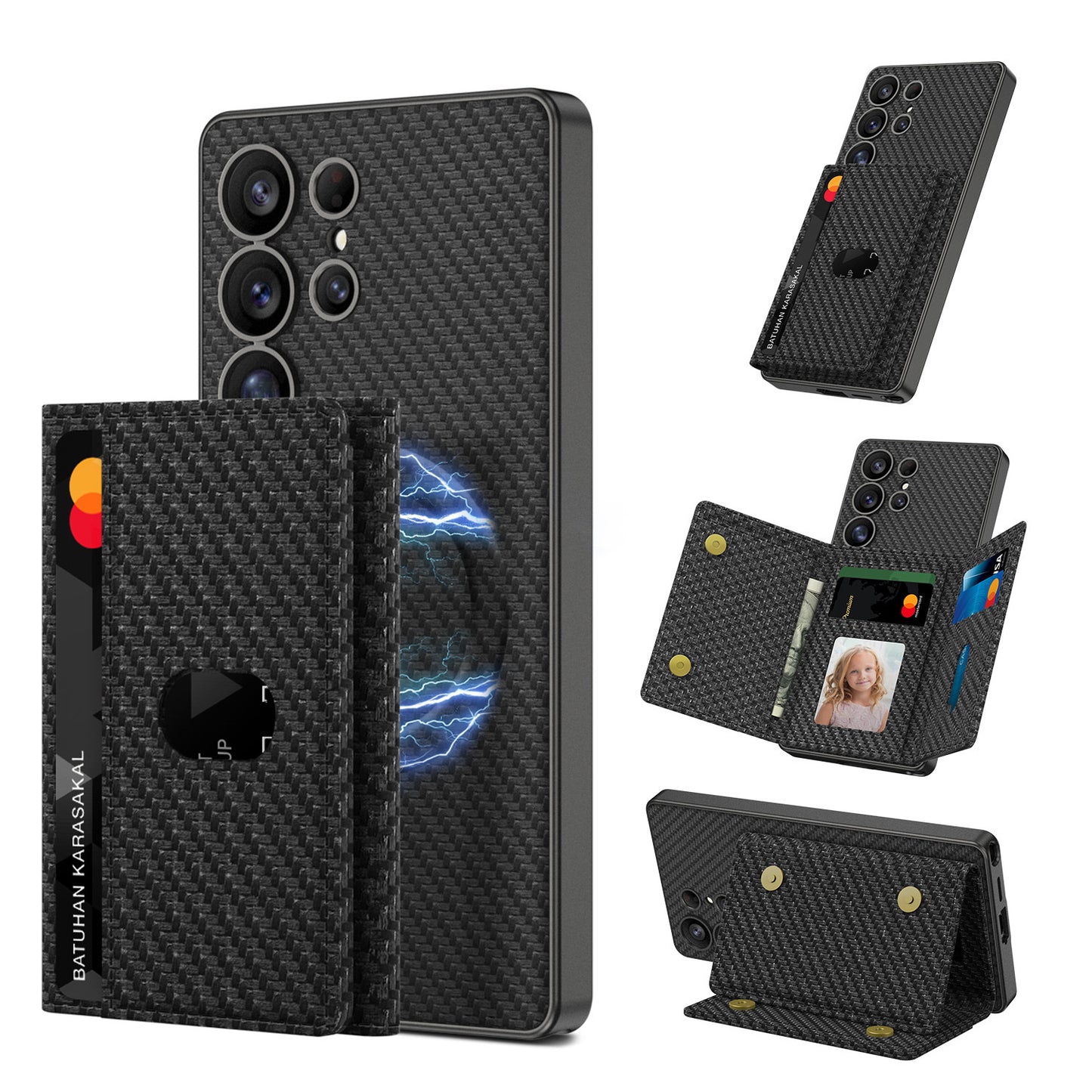 Built-in Wireless Charger Phone Case Magnetic Split Wallet Case With Stand | Samsung S24 Ultra | Samsung S25 Ultra