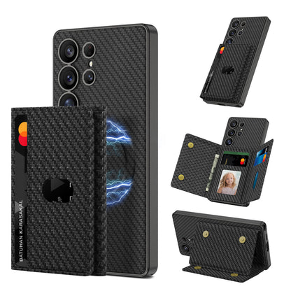 Built-in Wireless Charger Phone Case Magnetic Split Wallet Case With Stand | Samsung S24 Ultra | Samsung S25 Ultra