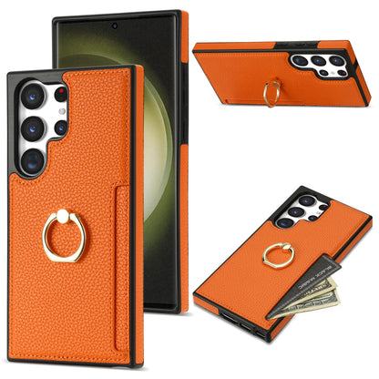 Litchi Pattern Fastened Ring Card Wallet Anti-fall Shell All Model Samsung S22 | Samsung S23 | Samsung S24